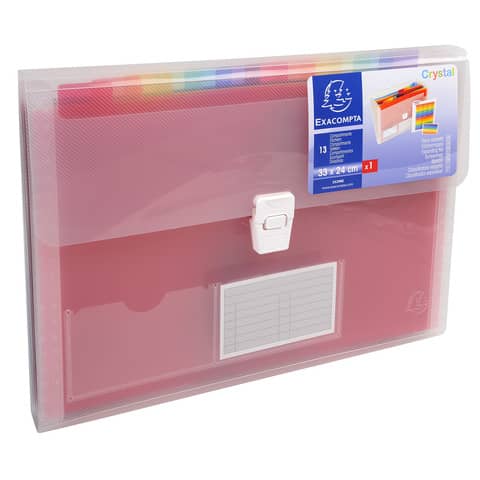 Classificatore Crystal Colours chiusura scatto 33x25 cm - 13 scomparti - cristallo - 55298E